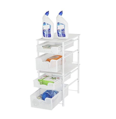 Simple Houseware Stackable 2 Tier Sliding Basket Organizer Drawer, White - color: White, size: 2-Tier