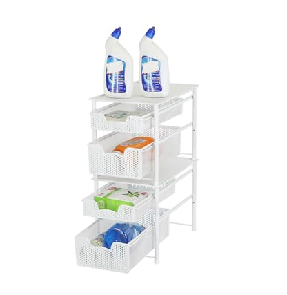 Simple Houseware Stackable 2 Tier Sliding Basket Organizer Drawer, White - color: White, size: 2-Tier