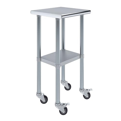 AmGood 18" Long x 18" Deep Stainless Steel Table with Casters - size: 18" Long x 18" Deep