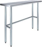 48" x 14" Open Base Stainless Steel Work Table – NSF Certified Narrow Commercial Utility Table with Galvanized Legs for Kitchens, Labs & Food Trucks - size: 48"x14"