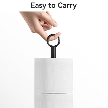 Toilet Paper Holder Stand(with Reserve Function), Free-Standing Spare Rolls Storage Holder, Stainless Steel, Black - color: Matte Black