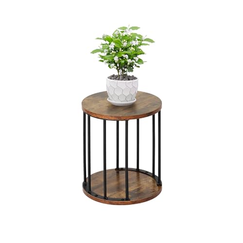 Plant Stand Indoor,small plant stool,Flower Pot Corner stand holder,Mid Century Heavy Duty Metal Tall Home Decor,Modern Round End Table,Small Rustic Display Stand for Living Room,Bedroom(Brown,14In) - color: 35cm brown