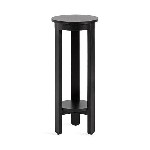 Kate and Laurel Foxford Modern Tiered Round Drink Table, 12 x 12 x 30, Black, Transitional Two-Tier Circle Plant Stand for Use as Living Room Pedestal Table or Small Bedroom Nightstand - color: Black, size: 12x12x30