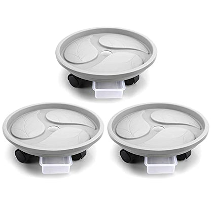 Looca Plant Caddy with Wheels and Drainage Tray, 13”Rolling Plant Stand Flower Pot Mover, Planter Caddies Round Plant Dolly for Heavy Duty Planter, 3 Pack, Bearing 120 lbs (Grey) - color: Gray