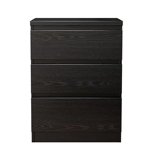 Nightstand with Drawers, Bedside Table with Drawers, Sofa Side Table Storage Cabinet, Night Stand for Bedroom Living Room (1, 3 Drawers Black, 19.7" W×15.6" D×26.57" H) - color: 3 Drawers Black