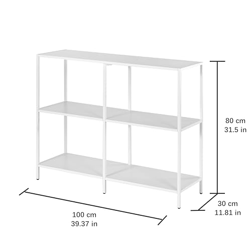 HDANI 39.4 Inch Metal Console Table with 3 Tier Strage Shelves,Narrow Entryway Table,Modern Sofa Tables for Entryway, Living Room,Bedroom,White - color: White, size: 39.37×11.81×31.5in