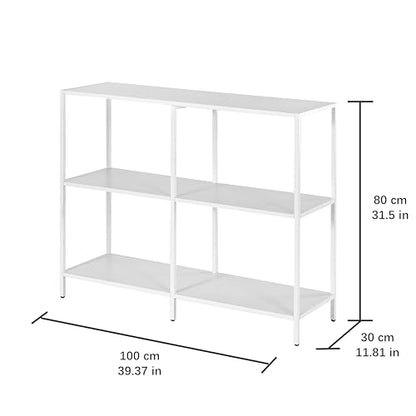 HDANI 39.4 Inch Metal Console Table with 3 Tier Strage Shelves,Narrow Entryway Table,Modern Sofa Tables for Entryway, Living Room,Bedroom,White - color: White, size: 39.37×11.81×31.5in