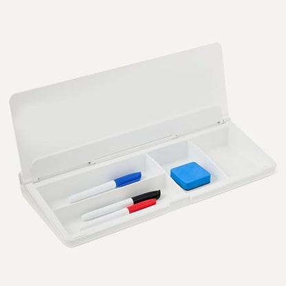Amazon Basics Desktop Dry Erase Whiteboard with Organizer and Accessories, Tempered Glass, 15.7 x 5.4 inches, White