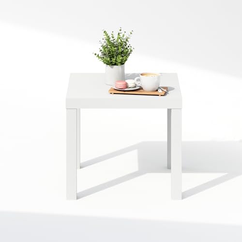 Furinno Classic Modern Coffee Table, Printer Stand, White | 1.8" Triple Thick Square Tabletop, Side Table with 4 Legs, for Living Room, Bedroom, Home Office - color: White, size: Square