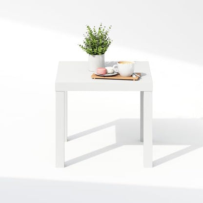 Furinno Classic Modern Coffee Table, Printer Stand, White | 1.8" Triple Thick Square Tabletop, Side Table with 4 Legs, for Living Room, Bedroom, Home Office - color: White, size: Square