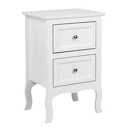 Bonnlo White Nightstand with 2 Drawers, Night Stands for Bedrooms, Small Bed Side Table/White Night Stand with Drawers for Small Spaces, College Dorm, Kids’ Room, Living Room, French, 16W x 12D x 24H - color: White