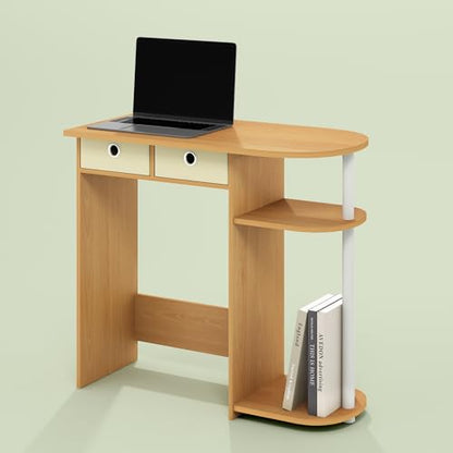Ipoh Home Computer Desk, 32 Inch Writing Desk, Study Desk with Side Shelves and Bin Storage, for Home Office, Study Room, Natural/White - color: Natural/White
