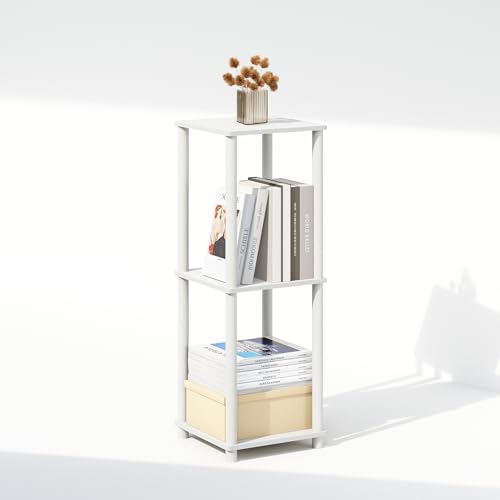 Furinno Turn-N-Tube Set of 2, Book Shelf, Stackable Bookshelf, Bookcase with Easy Assembly, 13.4 x 13.4 x 20, for Living Room, Bedroom, Home Office, White/White - color: White, size: 2-Tier, Round Tubes