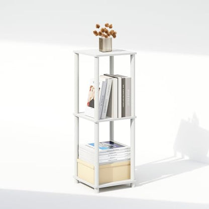 Furinno Turn-N-Tube Set of 2, Book Shelf, Stackable Bookshelf, Bookcase with Easy Assembly, 13.4 x 13.4 x 20, for Living Room, Bedroom, Home Office, White/White - color: White, size: 2-Tier, Round Tubes