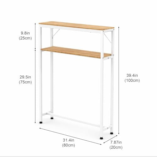 2-Tier Dining Table Side Rack, Narrow Kitchen Table Extension Shelf for Small Dining Table, Space Saving Storage Organizer for Small Kitchen Table for 2/4