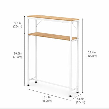 2-Tier Dining Table Side Rack, Narrow Kitchen Table Extension Shelf for Small Dining Table, Space Saving Storage Organizer for Small Kitchen Table for 2/4