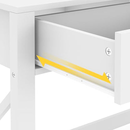 WiberWi Home Office Desk with Drawers, Modern Writing Computer Desk for Bedroom, Small Makeup Vanity Table Study Table for Home Office,White - color: White
