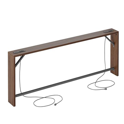 TIQLAB Sofa Table, 79 inch (1.2'' Thickness) Long Console Table Behind Couch, Narrow Entryway Table with Angled Metal Frame, Industrial Console Table, Black Walnut - color: Black Walnut, size: 79''L x 5.9''W x 31.5''H