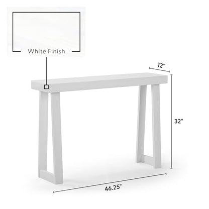 Plank+Beam Classic Console Table, 46 Inch, White | Non-Toxic Finishes, Versatile Design, Elegant Details, Easy Assembly, Quick Setup, Solid Wood - color: White, size: 46" Console Table
