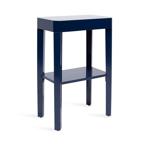 Kate and Laurel Talcott Modern Rectangle Wooden Side Table, 16 x 10 x 25, Navy Blue, Transitional Decorative Two-Tier End Table for Use as a Bedroom Nightstand or Living Room Accent - color: Navy Blue, size: 16x10x25