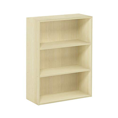 Furinno Pasir 3-Tier Open Shelf Bookcases, Steam Beech and Espresso