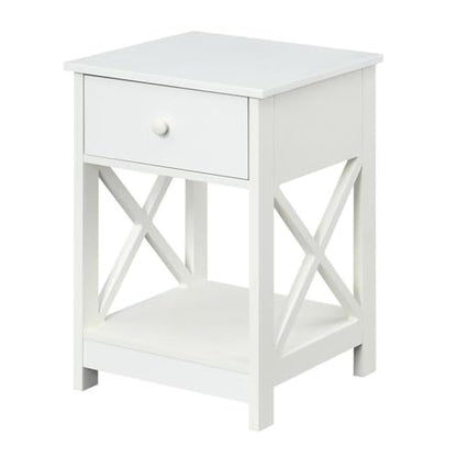 Convenience Concepts Oxford 1-Drawer End Table with Shelf, White