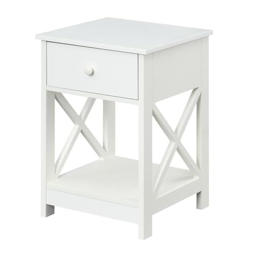 Convenience Concepts Oxford 1-Drawer End Table with Shelf, White