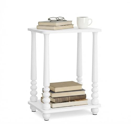 VASAGLE Mariel Collection - Side Table, Accent Nightstand for Small Spaces, Rectangular End Table with Shelf, Solid Wood Legs, Mid-Century Modern, Living Room Bedroom, Cloud White ULET294WB01S - color: Cloud White