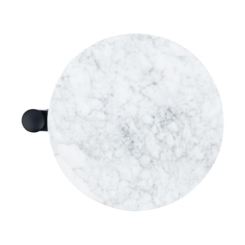 TEHOME Black Marble Drink Table Metal Martini Round Small Drink Side Table for Couch Marble C Shaped End Table for Sofa 10" diam,24.55" h - color: Black With Marble Top