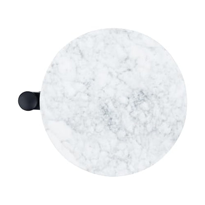 TEHOME Black Marble Drink Table Metal Martini Round Small Drink Side Table for Couch Marble C Shaped End Table for Sofa 10" diam,24.55" h - color: Black With Marble Top