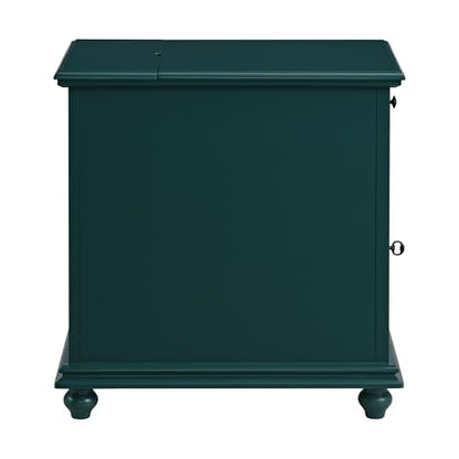 Martin Svensson Home Elegant Chairside End Table with Power — 24″W x 16″D x 25″H, Seamoss Green — Transitional Painted Accent Table with Flip-Top USB Charging, Drawer & Cabinet Storage - color: Seamoss Green