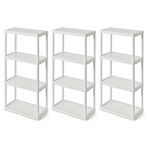 Gracious Living 4 Shelf Fixed Height Solid Light Duty Storage Unit 12 x 24 x 48 for Home, Garage, Basement, & Laundry, White (3 Pack) - color: 4 Shelf - White, size: 3 Pack