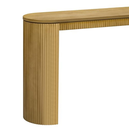 59.2-Inch Console Table for Entryway, Modern Hallway Table with Unique Vertical Stripe Design, for Living Room and Study (Natural-01) - color: Natural-01