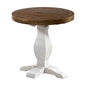 Napa Solid Wood Farmhouse Rustic Reclaimed Natural and White Stain Round End Side Accent Living Room Table, Nightstand Bedside 26" W x 26" D x 25" H | Farmhouse Rustic, Pine Wood, Round Side Table, Nightstand, 2" Plank Top, for Living Room or Bedside, 26"