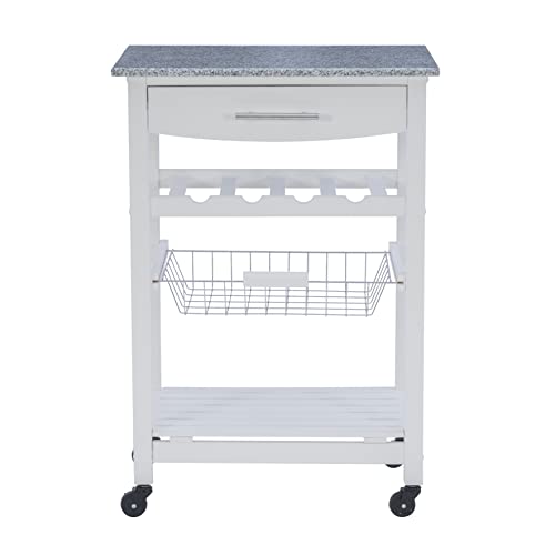 Linon Kitchen Island, White, 22.88 x 15.75 x 33.88 - color: White and Granite, style: Whitney