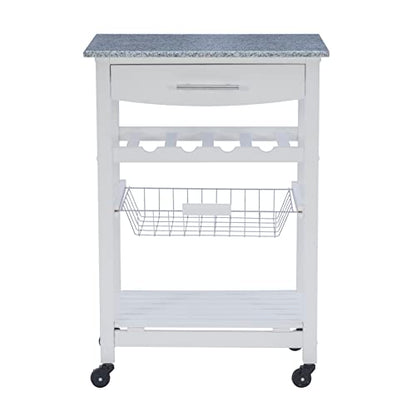 Linon Kitchen Island, White, 22.88 x 15.75 x 33.88 - color: White and Granite, style: Whitney