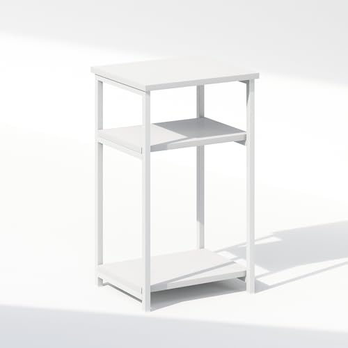 Furinno Simplistic Night Stand, 3-Tier Open Shelf Design Nightstand with Metal Frame, Bedside Table, End Table, Side Table, for Bedroom, Closet, White - color: White/White, size: Metal Frame 2-Tier
