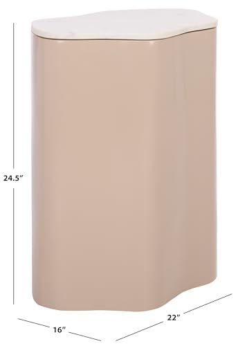 SAFAVIEH Home Collection – Kanon Taupe Base & White Marble Top Accent Table, Sculptural Modern Design, Fully Assembled (ACC3235A) - color: White/Taupe