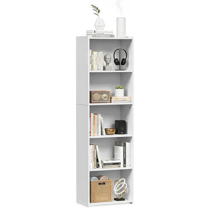 ZENY 5-Tier Shelf Bookcase, Freestanding Wood Storage Display Open Bookshelf for Home Office, White - color: White