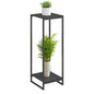 34" Tall 2-Tier Corner Plant Stand Indoor, Black | Functions as Flower Pots, Shelf, Decor Rack, Holder; Metal Frame with MDF Boards; for Living Room, Balcony; Modern Design