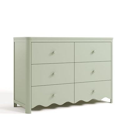 Storkcraft Casablanca 6 Drawer Dresser, Sage | GREENGUARD Gold Certified, Green Dresser for Bedroom, Kids & Nursery Storage Chest, Safety Interlocking Drawers, Kids Bedroom - color: Sage, style: 6 Drawer Dresser