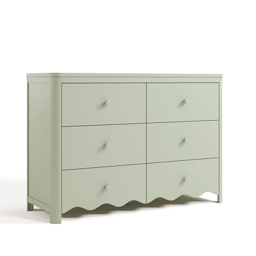 Storkcraft Casablanca 6 Drawer Dresser, Sage | GREENGUARD Gold Certified, Green Dresser for Bedroom, Kids & Nursery Storage Chest, Safety Interlocking Drawers, Kids Bedroom - color: Sage, style: 6 Drawer Dresser