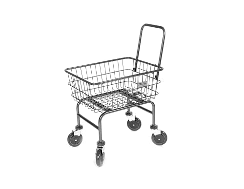 Rolling Laundry Cart with Wheels, Metal Wire Basket, Heavy Duty Utility Cart (Grey) - color: Gray