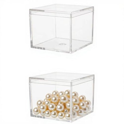 KissYou Small Acrylic Box Clear Boxes with Lid Acrylic Square Cube for Display Jewelry Storage Contanier Party Decorative Box - size: 2.17 x 2.17 x 1.77 Inch