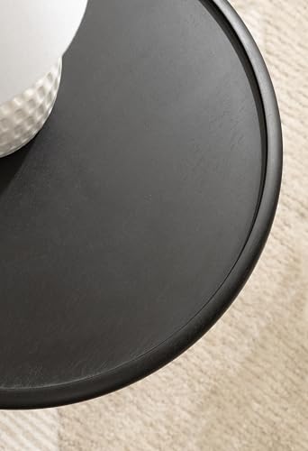 Kate and Laurel Willoughby Modern Wooden Spiraled Round Side Table, 15 x 15 x 24, Black, Accent Pedestal End Table with Turned Base for Use as Indoor Plant Stand or Bedroom Nightstand Option - color: Black