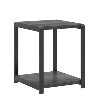 FOLUBAN Modern Side Table, Square End Table with Storage Shelf for Living Room, Rustic Industrial Wood Nightstand for Bedroom, Dark Gray - color: Dark Gray