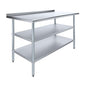 AmGood Stainless Steel Work Table with 1.5" Backsplash and 2 Shelves | Metal Kitchen Food Prep Table | NSF (60" Long x 30" Deep) - size: 60" Long x 30" Deep