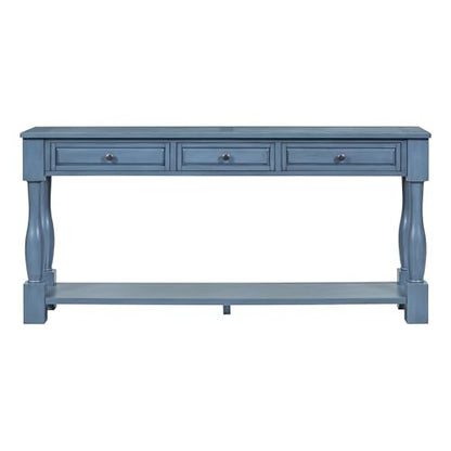Merax Console Table with 3 Storage Drawers and Bottom Shelf, Entryway Table for Living Room, Easy Assembly, Navy