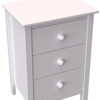 From the Tree Furniture Solid Wood Extra Tall Nightstand for Bedroom with 3 Deep Storage Drawers (White) (BS301) - color: White