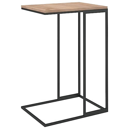 vidaXL Engineered Wood and Iron Side Table- Modern Industrial C-Shaped Design- Black, 15.7 x 11.8 x 23.2, 336129